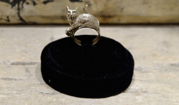 anello argento gatto